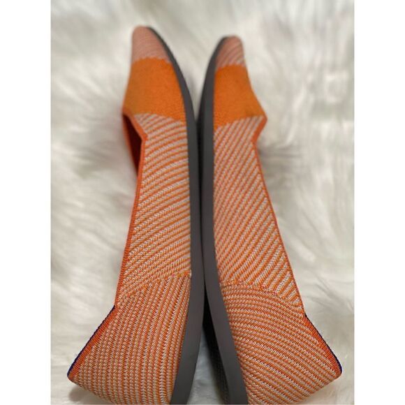 Rothy’s orange and cream diagonal stitching 8 pointy toe - Picture 3 of 8